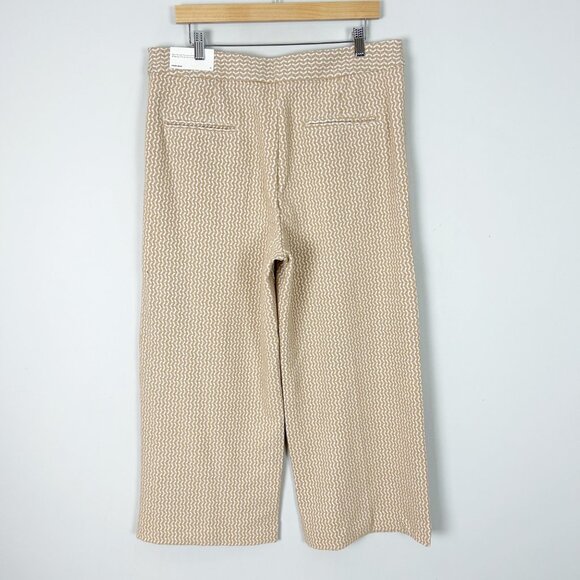 NEW Ann Taylor Tan Knit Wide Leg Pants Classic Career Spring Preppy Size 14 - Picture 4 of 6